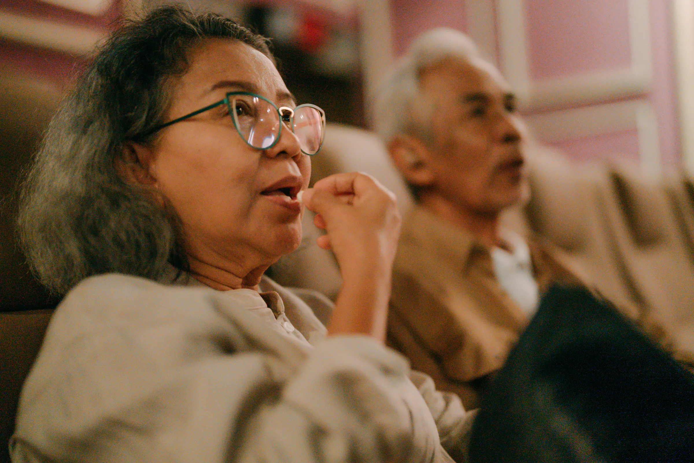 Older couple watching movie